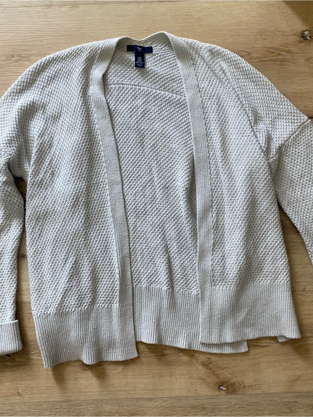 GAP Cream Open-Front Textured Knit 100% Cotton Cardigan Sweater Cottagecore
